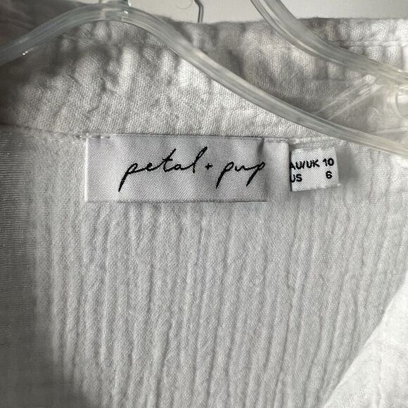 Petal & Pup Gauzy Tiered Button Front Midi Dress Size 6 Pockets Flowy Lagenlook - Picture 11 of 11